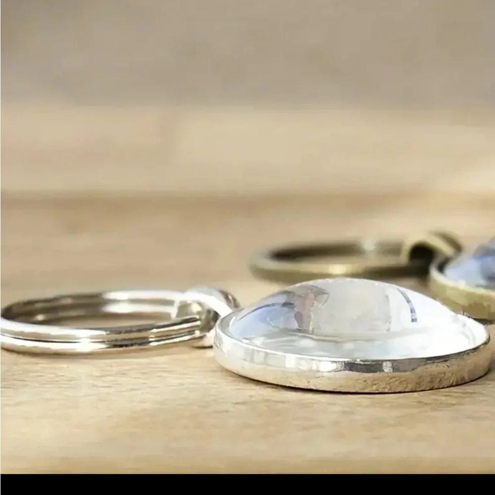 Scenic Keychain with Blue and White Design